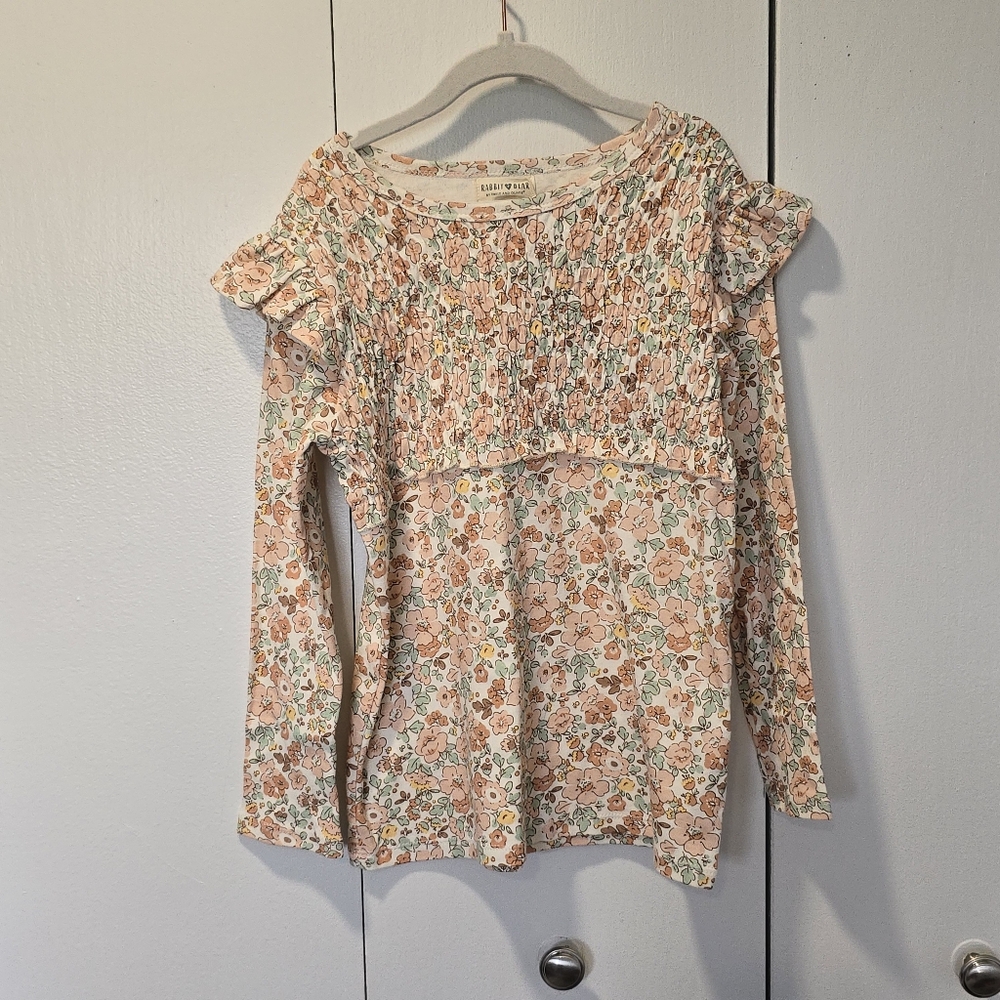 Rabbit And Bear New With Tags Organic Cotton Floral Kids Blouse